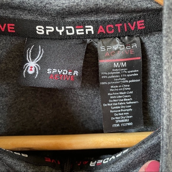 Spyder Active Men's 1/4 Zip Fleece Pullover Base Layer Medium Heather Grey - Picture 10 of 10